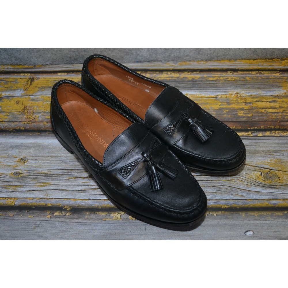 Allen Edmonds Maxfield Shoes Mens 10.5 D Black Leather Tassel Loafers Slip On